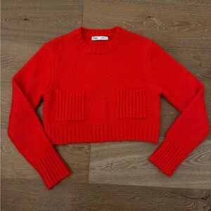 Zara Vibrant Red Cropped Sweater